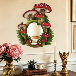 Bohemian style mushroom decorative wall mirror, exquisite home decor detail for bedroom.
