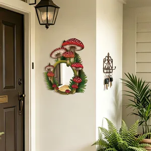 Boho mushroom wall mirror detail, acrylic decorative mirror for home bedroom entryway decor.