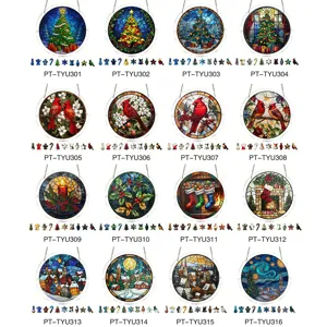 Kerst glas-in-lood acryl hangend ornament boom raam decoratie hanger cadeau nieuw