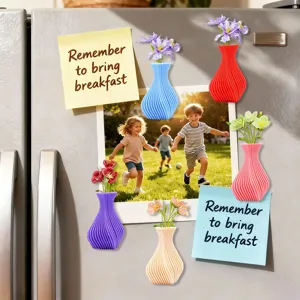Vaso magnetico 3D per frigorifero, vaso di fiori a onde creativo per decorazione cucina.