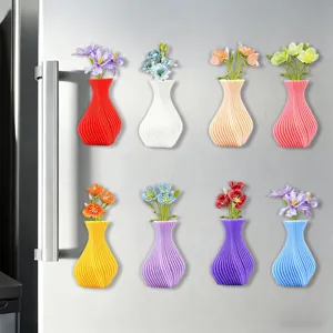 Vaso Magnetico 3D Adesivo per Frigorifero Vasetto di Fiori Colorato Mini Decorazione