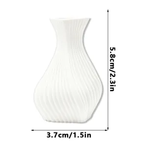 Mini vaso bianco magnetico 3D magnete da frigorifero con trama scanalata, decoro floreale compatto.