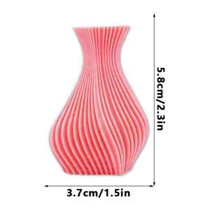 Vista dettagliata del magnete da frigo vaso magnetico stampato in 3D rosa, dimensioni 5.8x3.7cm.