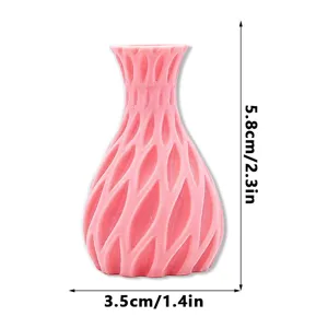 Close-up detail of the 3D printed pink geometric hollow vase, showing unique pattern texture.