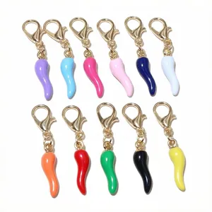 Colorful enamel chili pepper charms with lobster clasps, DIY jewelry making pendants