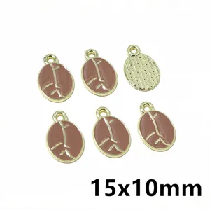 Wholesale alloy coffee bean enamel charms DIY jewelry making accessories 15x10mm size