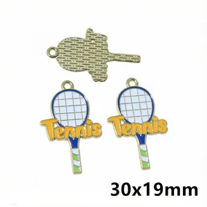 Legierung Tennis Schläger Anhänger DIY Schmuck Zubehör Charm, Größe 30x19mm, Detail.