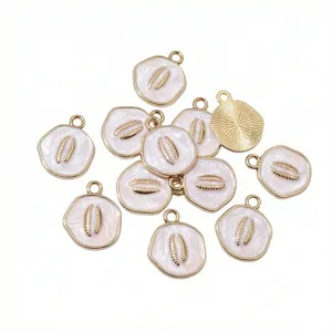 White alloy enamel conch charms diy jewelry making accessories closeup details design material.