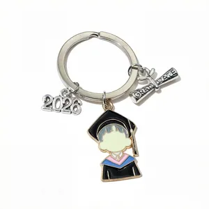 Graduation Keyring Metal Alloy Enamel Mortarboard Key Chain For 2026 Season Gift