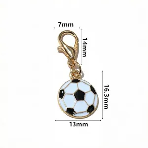 Gold lobster clasp black white enamel football charm pendant diy jewelry accessory
