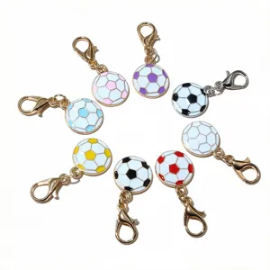 Enamel alloy soccer ball charms with lobster clasps for DIY jewelry making accessories.
