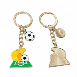 World Cup football metal keychain alloy bag charm pendant with whistle and soccer ball.