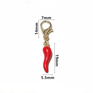 Red chili pepper charm pendant with lobster clasp alloy DIY jewelry accessory craft