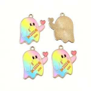 Colorful Enamel Rainbow Ghost Charm Alloy DIY Jewelry Pendants for Bracelets and Keychains