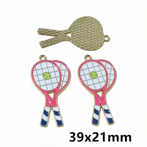 Legierung Tennisschläger Anhänger DIY Schmuck Zubehör Charms 39x21mm Schlüsselanhänger