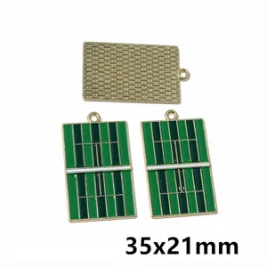 Legierung Emaillierte Tennisplatz Anhänger DIY Schmuck Zubehör Schlüsselanhänger Tasche 35x21mm