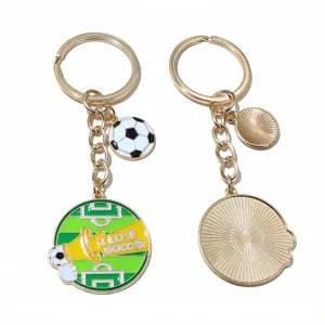 World Cup football alloy keychain detail, metal pendant bag charm with 25mm keyring.