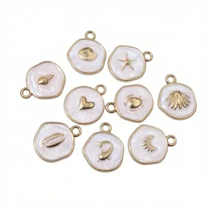 White alloy oil drop ocean charm pendant for DIY handmade jewelry making accessories
