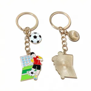 Soccer keychain metal pendant World Cup football bag charm accessory DIY keyring gift