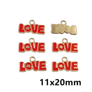 Enamel LOVE alloy charms pendants for DIY handmade necklaces bracelets earrings jewelry making 11x20mm