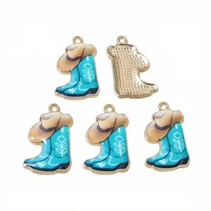 Rétro alliage western cowboy bottes chapeau pendentif DIY bijoux accessoires breloques pour sacs clés