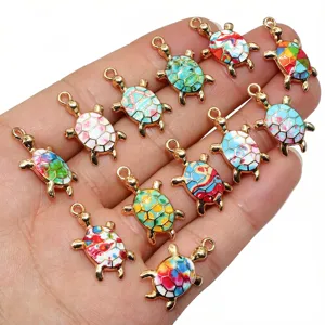 DIY Breloques Tortue en Émail Alliage de Zinc Pendants Tortue Colorés pour Bracelets Colliers Boucles d'Oreilles Accessoires de Bijoux