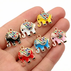Rhinestone Enamel Elephant Charms Detail View Handmade DIY Jewelry Accessories Pendant Components