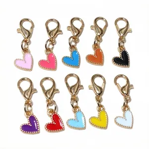 Colorful heart metal lobster clasp charms alloy DIY jewelry pendant accessories set for crafts
