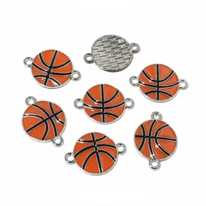 Connettori per ciondoli a forma di basket in smalto con doppio anello in lega per gioielli