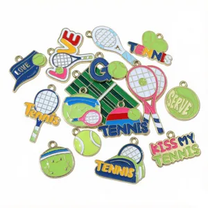 Zinklegierung Öltropfen Tennis Schläger Ball Sport Anhänger DIY Schmuckherstellung Charms Schlüsselanhänger Tasche Anhänger Zubehör
