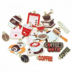 Alloy Enamel Coffee Series Pendant DIY Jewelry Accessories Coffee Charm Cute Cup Grinder Pot Portafilter Craft Findings