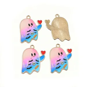 Halloween cute ghost enamel pendant alloy charms jewelry accessories for DIY bracelet & earrings set