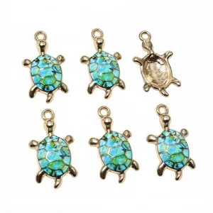 DIY coloré tortue pendentif bijoux alliage émail charmes bracelet collier accessoires