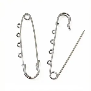 Stainless steel safety pins with loops large brooch pins for DIY crafts and jewelry making decoration