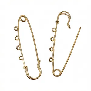 Stainless steel safety brooch pin with loops for DIY crafts clothing accessories gold plated