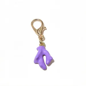Purple imitation coral pendant charm with gold lobster clasp alloy DIY jewelry detail view