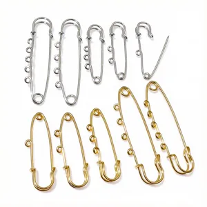Stainless steel loop safety brooch pins set, multi-size gold and silver decorative kilt pins