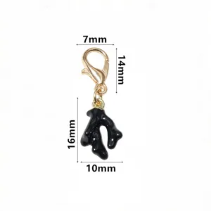 Detailed view of alloy oil-drop coral charm with lobster clasp, compact DIY jewelry part.