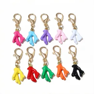 Colorful alloy oil drop coral charms with lobster clasps DIY jewelry accessories 10pcs