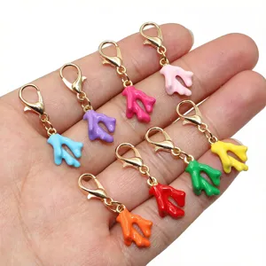 Colorful alloy imitation coral charms with lobster clasp for DIY jewelry making and crafting.