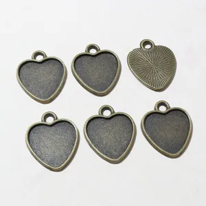 Antikbronze Herz Fassung Schalen, Legierung DIY Schmuckzubehoer, 6 Stueck Packung.