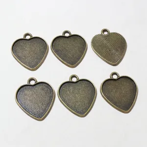 Herz Fassung Anhänger Schale Detail, antike Bronze Legierung DIY Schmuck Zubehör Teile.