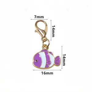 Pendentif petit poisson en alliage goutte d'huile avec fermoir mousqueton DIY