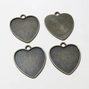 Herz Fassung Anhänger Schalen, Antik Bronze Legierung DIY Schmuck Zubehör, Detailansicht.