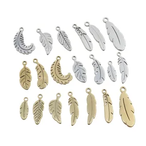 Stainless steel feather leaf charms pendants for DIY jewelry making necklaces keychains