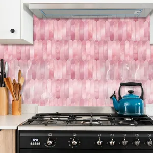 Wasserdichter rosa bogenformiger Fliesenaufkleber fur Kuchenwand Dekoration, selbstklebend.