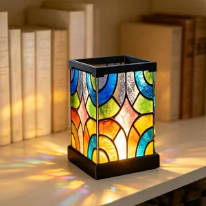 Bunte geometrische Acryl LED Nachtlicht, dekorative Tischlampe für Schlafzimmer Nachttisch Beleuchtung.
