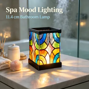 Bunte Acryl LED Nachttischlampe mit Glas-Optik, farbige Spa-Stimmungsbeleuchtung fürs Bad.
