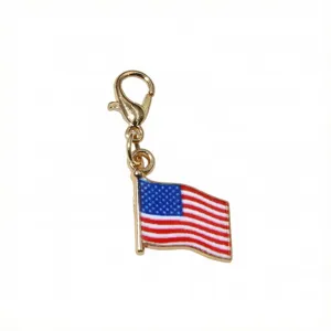 American flag alloy enamel charm pendant with gold lobster clasp for DIY keychain crafting