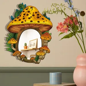 Bohemian mushroom wall mirror decorative acrylic hanging mirror for bedroom home decor